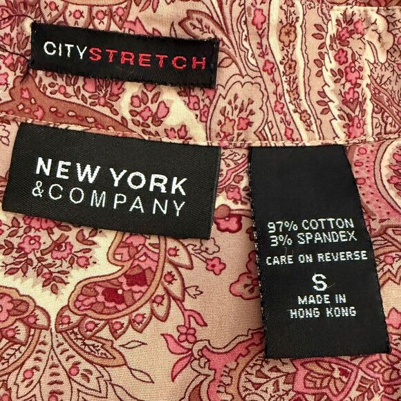 New York Company Pink Mauve Paisley Button Down Top Size S - Picture 5 of 7